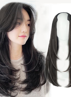 假发女一片式 u型长直发内扣长卷发贴片仿真发自然无痕隐形接发片