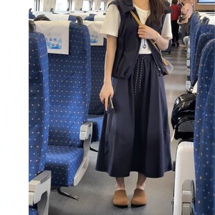 韩系休闲运动风立领无袖马甲外套搭配工装半身裙两件套ins夏季女