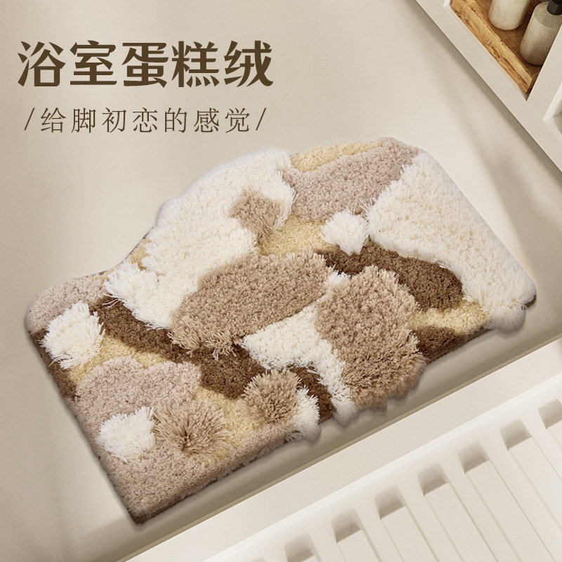 奶油不规格浴室吸水地垫卫生间厕所洗手间门口脚垫卫浴毛绒小地毯