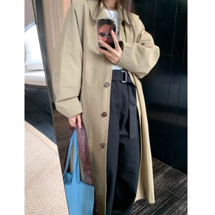 韩国chic中长款风衣外套女25秋季小个子大码胖MM气质显瘦大衣开衫
