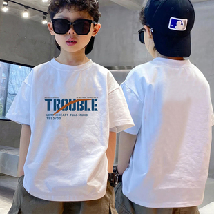 男童纯棉短袖 夏中大童休闲百搭儿童衣服帅气男孩上衣t T恤2025新款