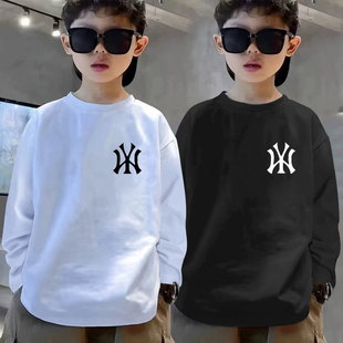 韩版 t恤纯棉2025新款 百搭男童中大童春秋内搭上衣 长袖 儿童打底衫