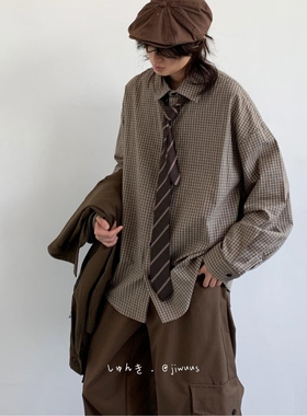 日系cityboy衬衫男长袖春秋高级感西装内搭竖条纹衬衣vintage外套