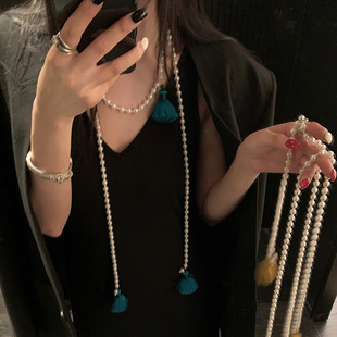 区区欧阳仿珍珠流苏项链小香设计感小众轻奢新中式国风腰链长款女