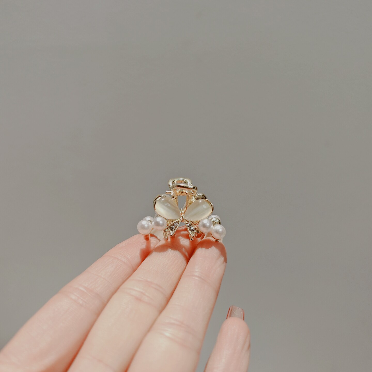 金属小抓夹猫眼石蝴蝶发夹子刘海
