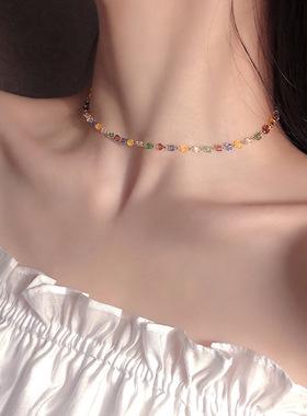 彩色小众网红2020年新款INS项链