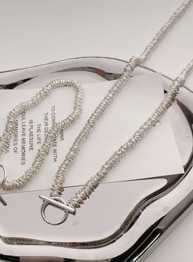 ins项链女高级感轻奢个性时尚百搭银色OT扣配饰冷淡风极简锁骨链