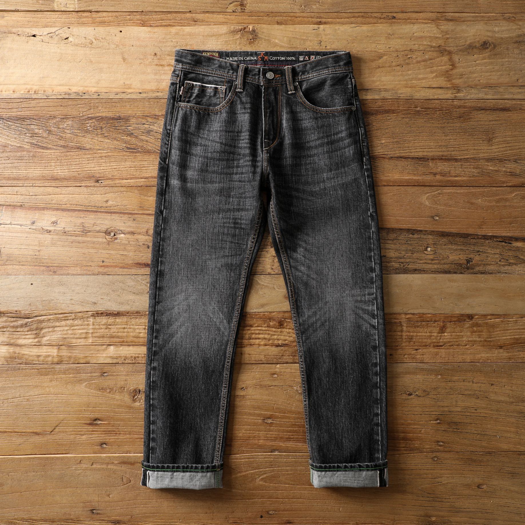 秋冬黑灰16盎司赤耳丹宁牛仔裤男重磅复古潮流洗水纯棉501直筒