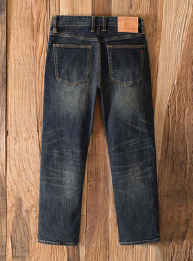 重磅19盎司植绒赤耳丹宁牛仔裤男冬款洗水纯棉直筒复古宽松6551