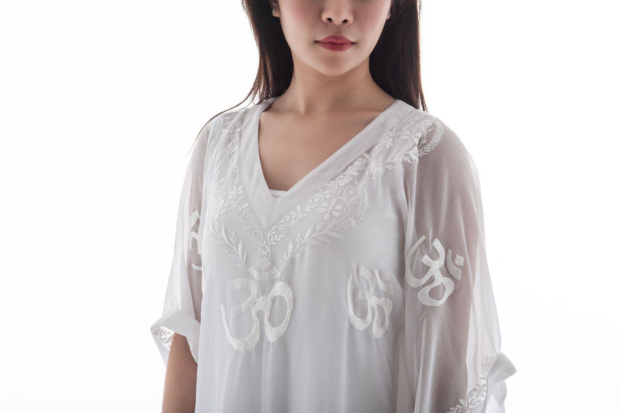印度瑜伽大师服昆达里尼白色上衣禅修运动健身套装时尚女装初学者
