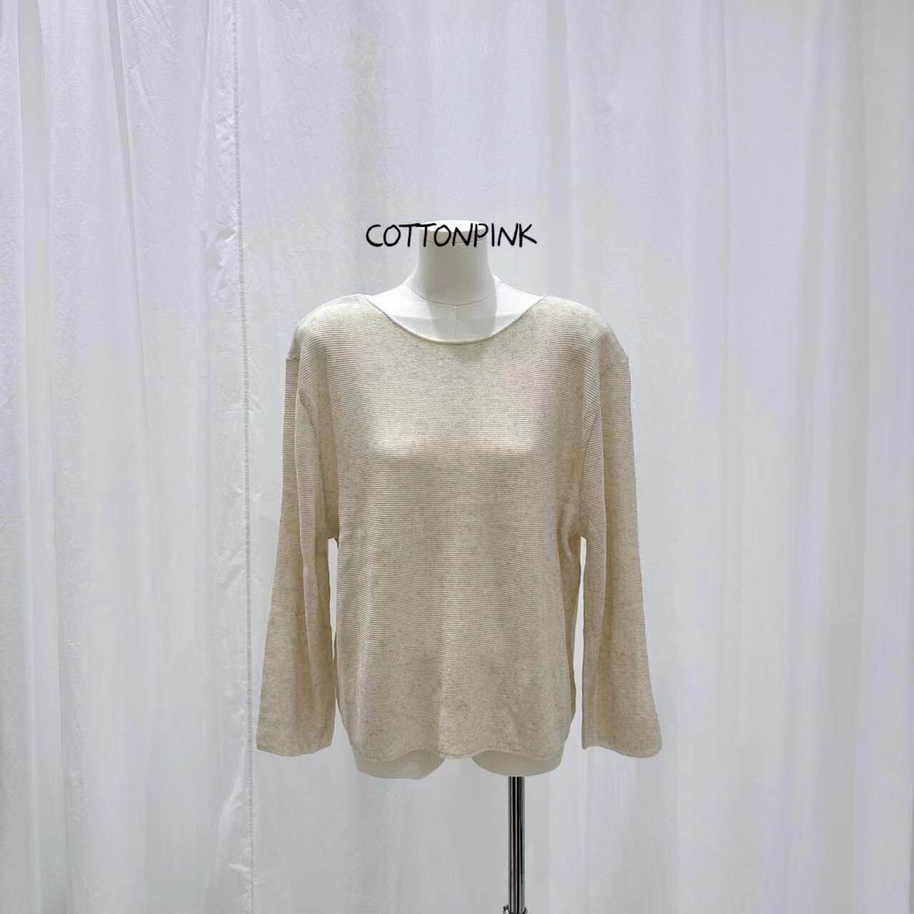 COTTONPINK女装早春新款韩版百搭亚麻休闲针织毛衣女