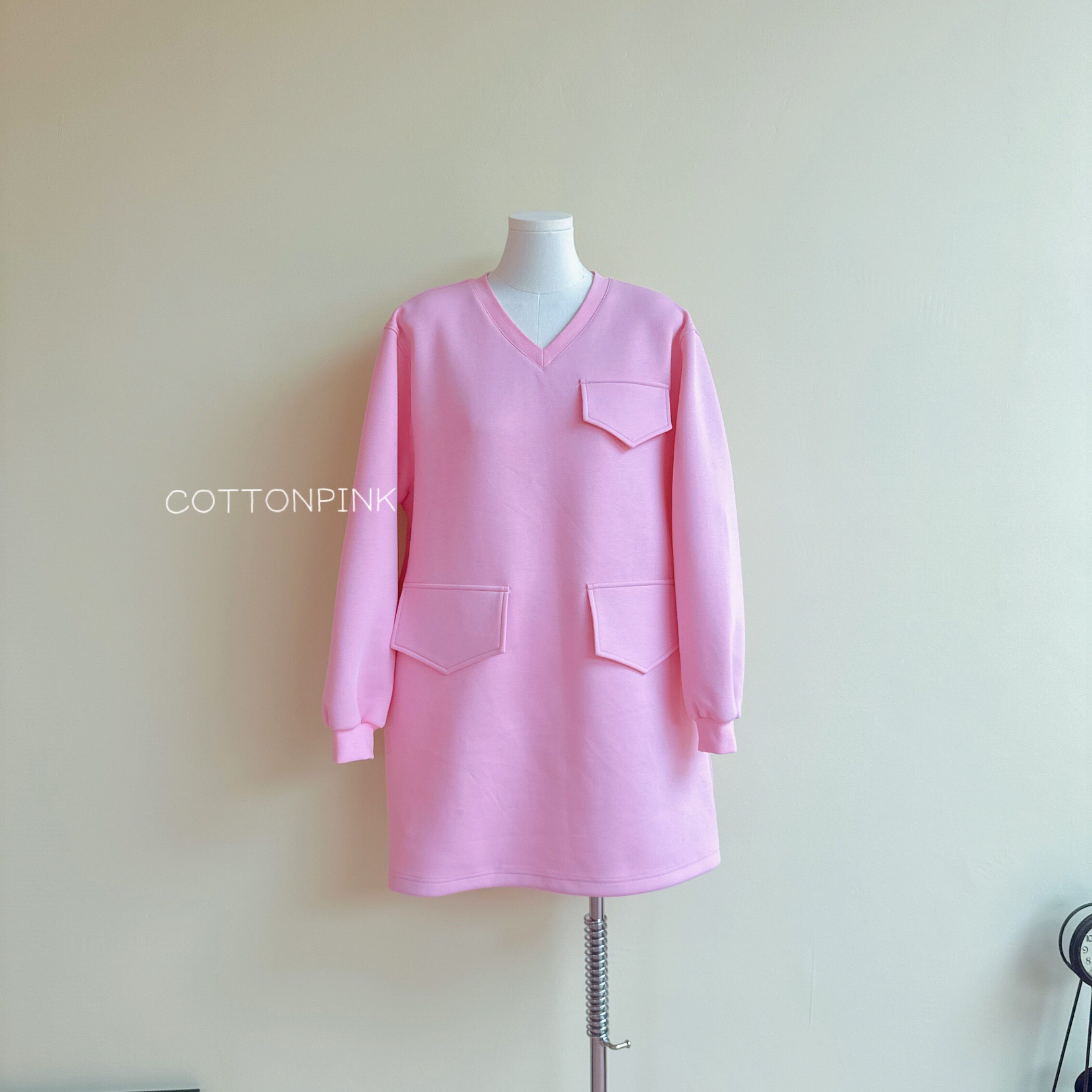 COTTONPINK女装秋冬宽松百搭休闲卫衣女款大口袋中长款上衣