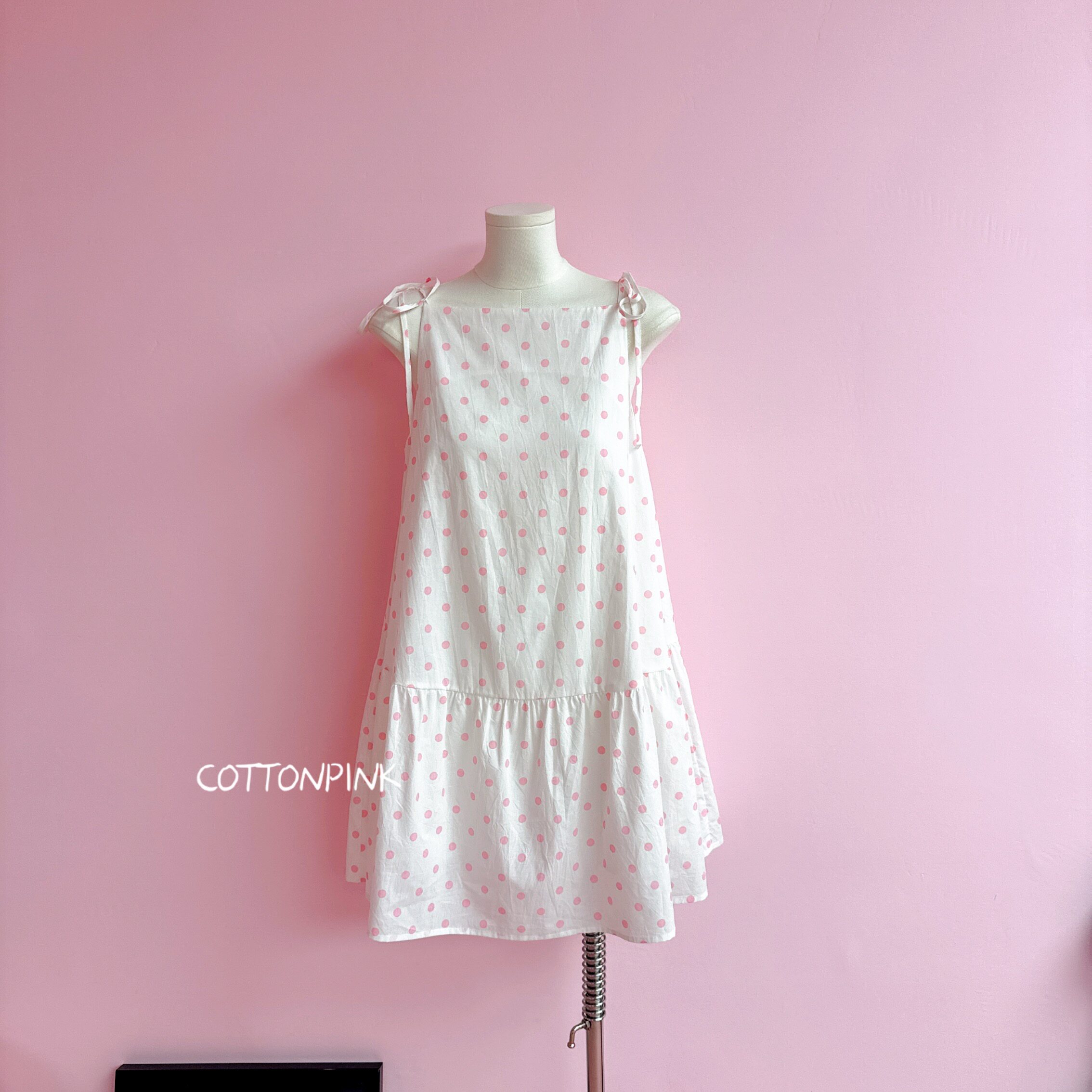 COTTONPINK女装夏季新款波点无袖韩版洋气公主休闲吊带连衣裙