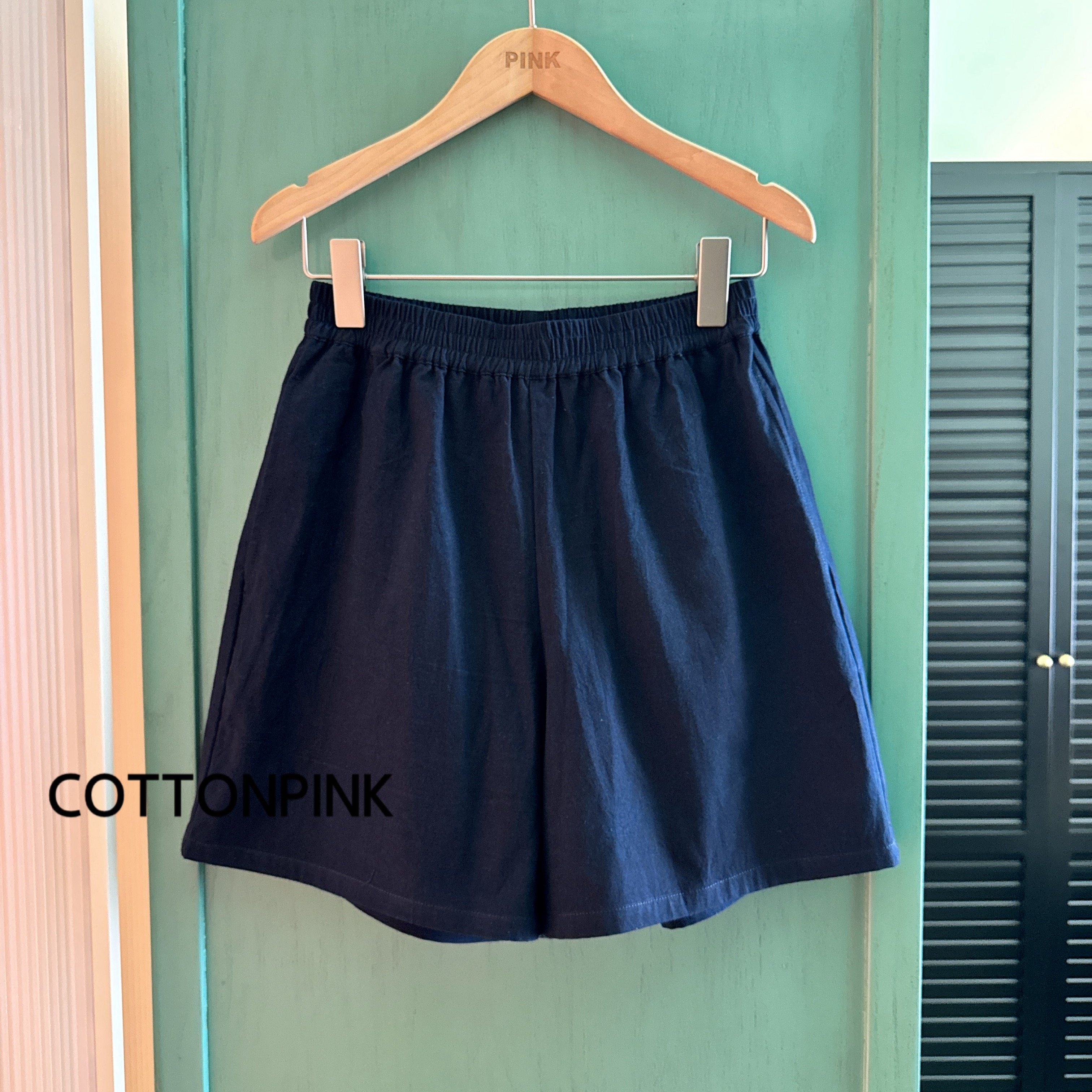 COTTONPINK女装松紧腰休闲裤子洗水牛仔短裤女
