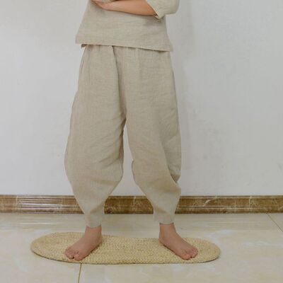 100%纯麻男女式休闲亚麻裤汗蒸服裤子酷子夏季凉爽透气亚麻裤