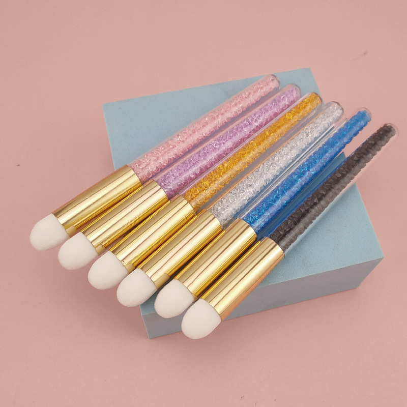 跨境单只头透明装钻唇刷 多色长杆慕斯清洁刷 柔软纤维毛口红刷