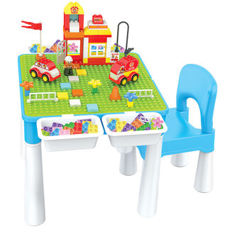 电商包装儿童塑料大颗粒积木桌玩具 DIY拼装启蒙玩具学习桌