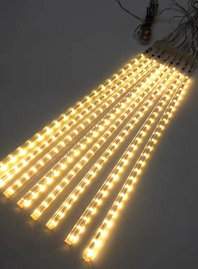 厂家24vled流星雨灯管8支一组七彩挂树灯庭院景观工程装饰灯室外