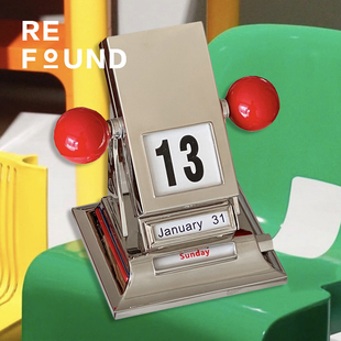 ReFound复古全手动金属机械台历桌面装 礼物 饰摆件解压工具男生