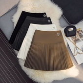 小香风毛呢百褶半身裙女2025秋冬防走光高腰A字裙显瘦打底短裙子