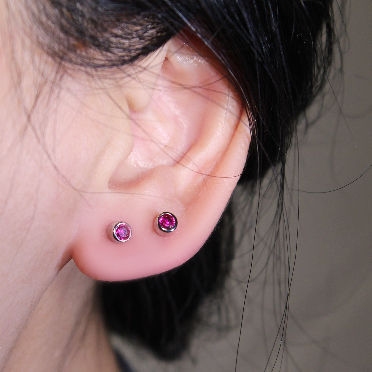 彩色锆石小耳钉双耳洞叠戴少女心圆形通体纯银防过敏耳饰通勤耳环