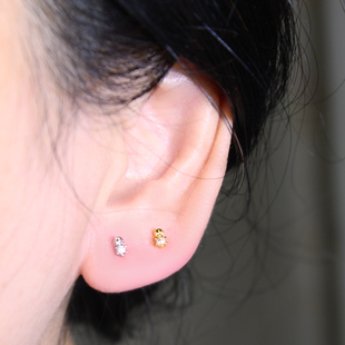 纯银迷你小心机耳钉tiny隐形不明显锆石养耳洞耳棒精致高级感耳饰