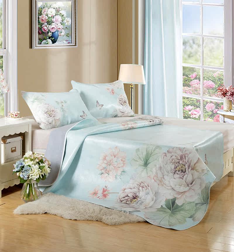 整张无拼接头层水牛皮凉席1.5m床真皮1.8米彩绘牛皮席三件套软席