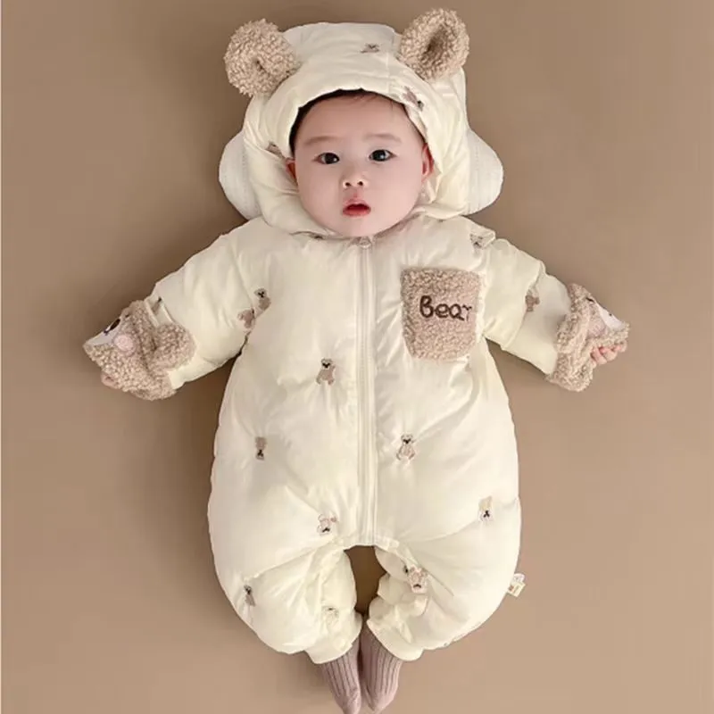 宝宝哈衣加厚棉秋冬保暖初生儿连体衣婴幼儿外出衣服新生儿爬爬服