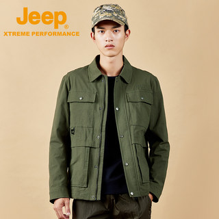 Jeep吉普户外休闲衣男秋季新款长袖衬衫防风上衣工装翻领夹克外套