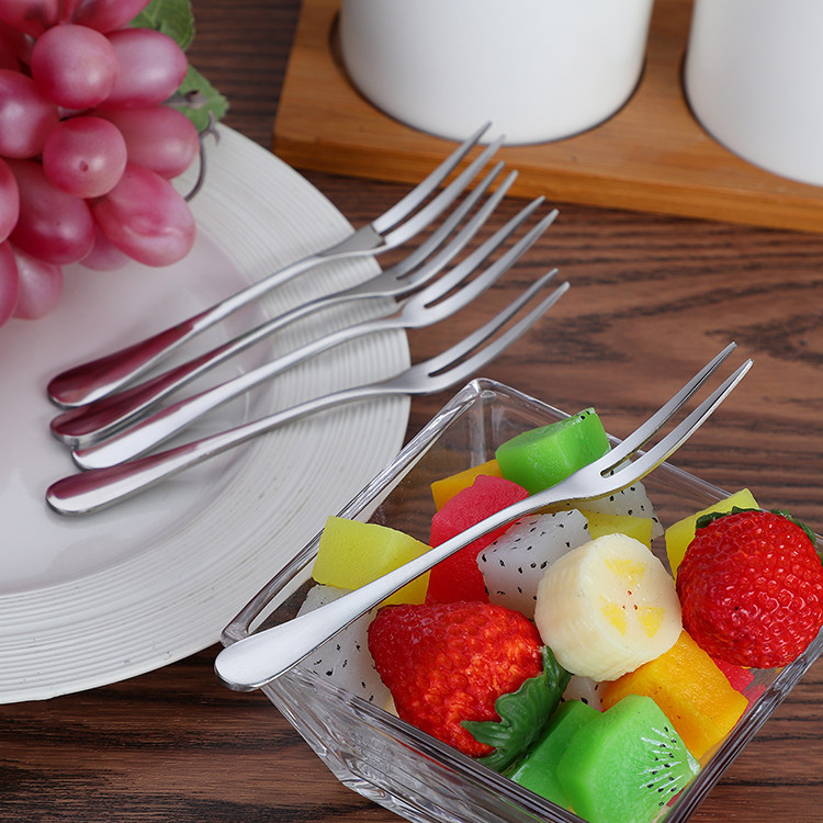 不锈钢创意水果叉蛋糕叉创意水果签月饼叉子点心叉西餐小叉甜品叉