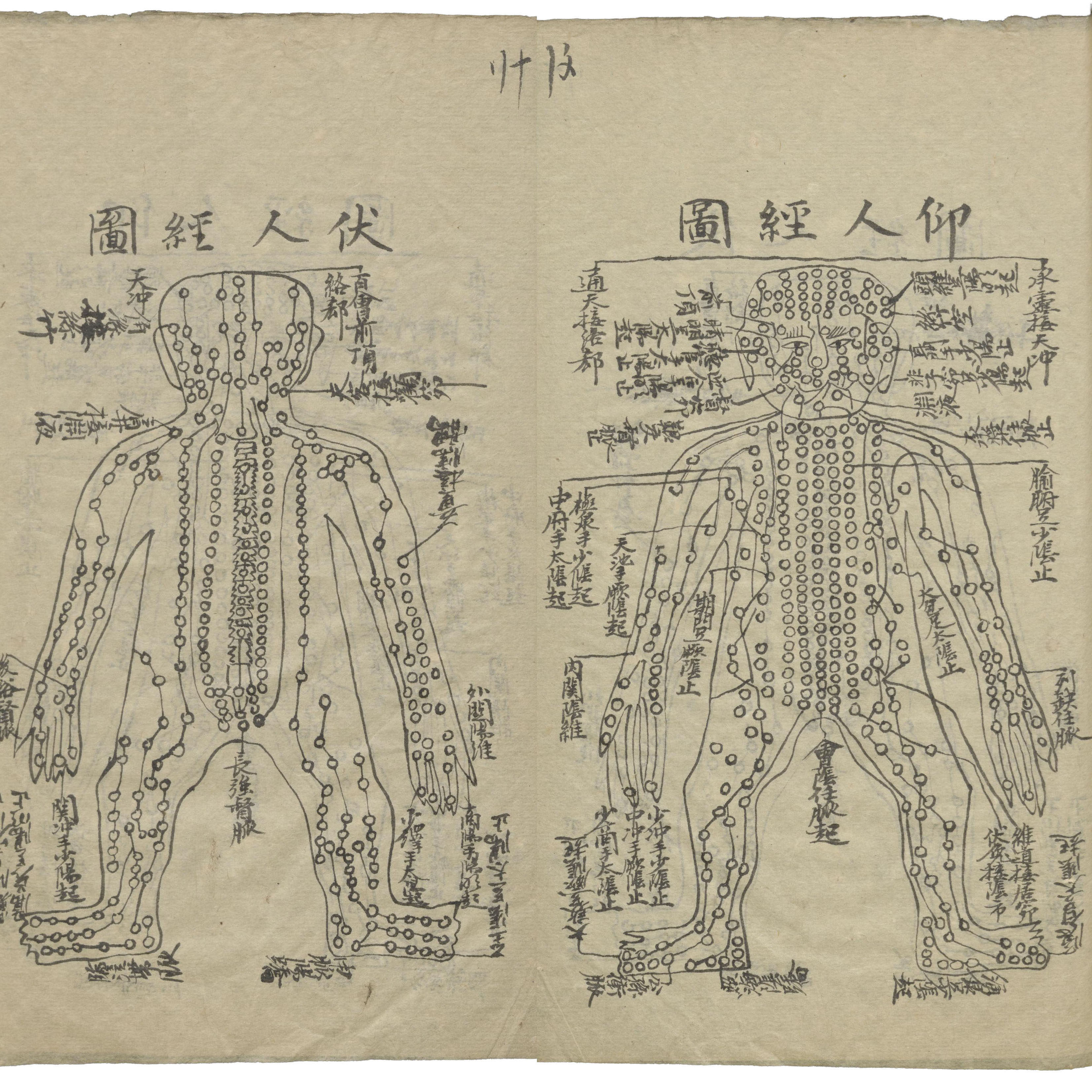 中医针灸全图手抄繁体毛笔字帖 线装筒子页