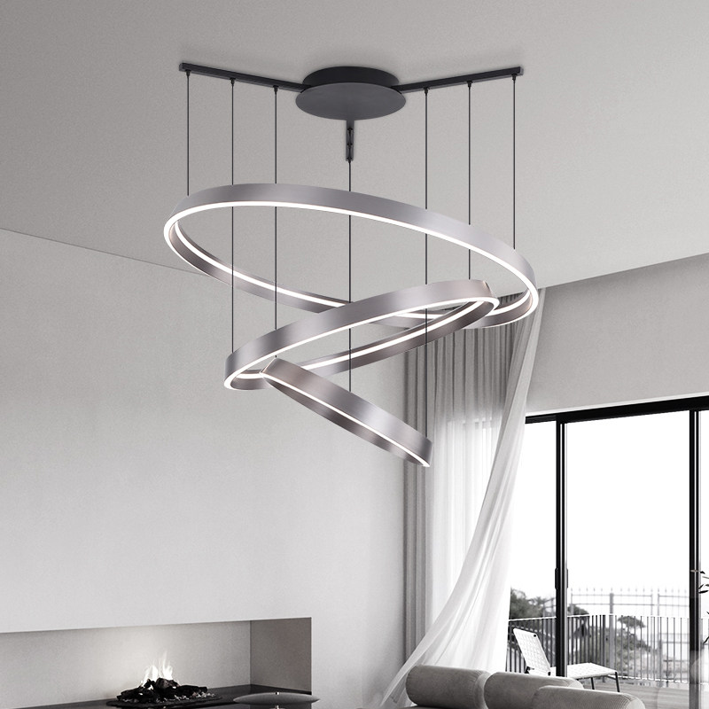 极简灯具北欧客厅吊灯现代简约风大气设计师圆环圆圈圆形大厅主灯