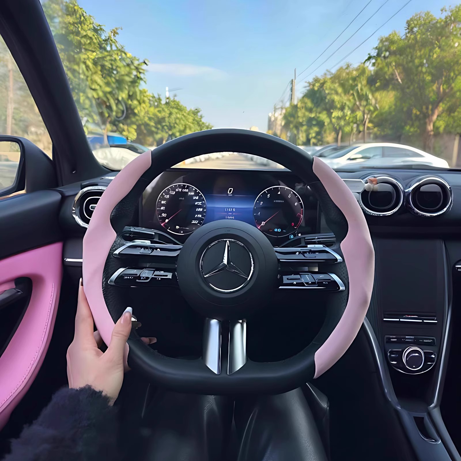 方向盘套方向盘套防滑吸汗车把套通用半包保护套四季通用超薄卡套