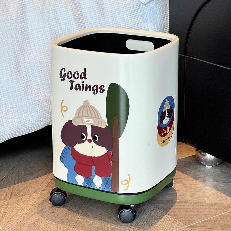 多巴胺卡通滑轮垃圾桶客厅厨房