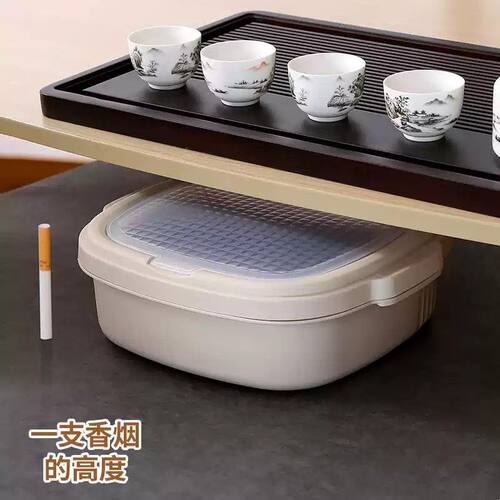 矮款扁平茶水桶茶渣桶日式简约茶室茶台排水桶茶叶过滤收纳桶