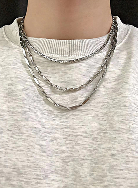 STAYSTRONG不掉色高街风男女项链百搭莫比乌斯菱形钛钢颈带锁骨链