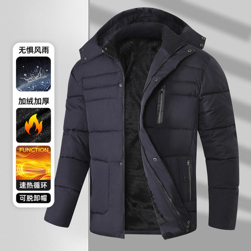 NASA官方联名冬季新款中年羽绒棉服爸爸装加绒加厚男棉衣爷爷棉袄