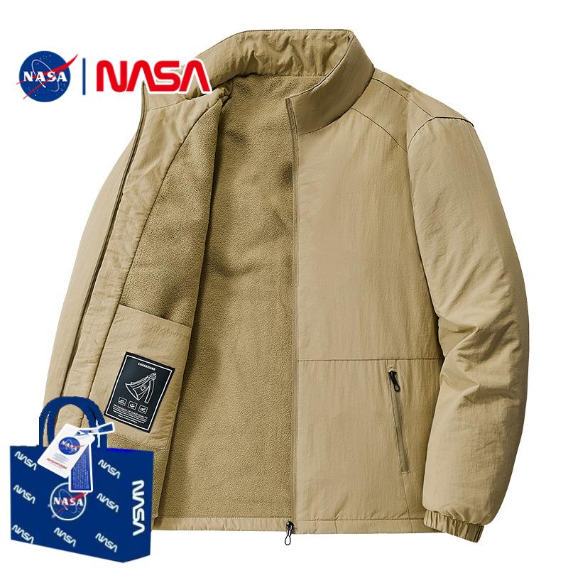 NASA官方联名2025年夹克男士冬季新款加绒加厚防风保暖中青年立领