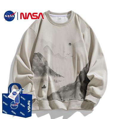 NASA官方联名2025年秋季新款学院风美式复古个性圆领套头卫衣男女