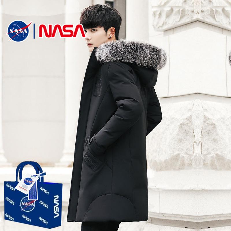 NASA官方联名外套男士冬季2025新款羽绒服中长款韩版潮流青年修身
