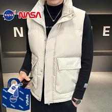 NASA官方联名爆款立领工装羽绒马甲复古潮流保暖外穿羽绒服外套可