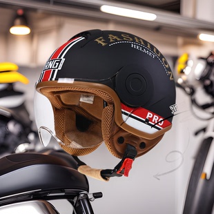 RNG新款3C认证摩托车头盔复古机车3/4男女通用电动车电瓶车