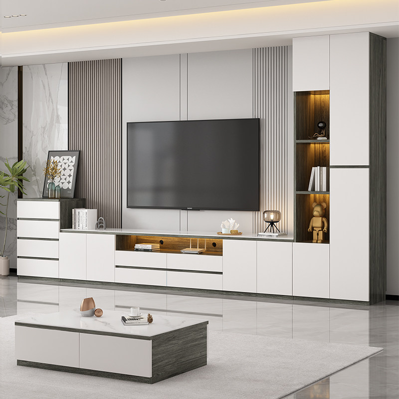 岩板电视柜储物柜一体茶几组合实木电视柜客厅2025新款轻奢高级感,住宅家具,电视柜,淘宝优惠券,粉丝福利购,淘宝优惠卷