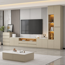 电视柜客厅家用落地收纳储物柜一体2025新款 小户型实木岩板电视柜