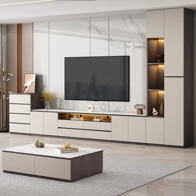电视柜客厅2025新款茶几组合小户型岩板落地电视柜收纳储物柜一体