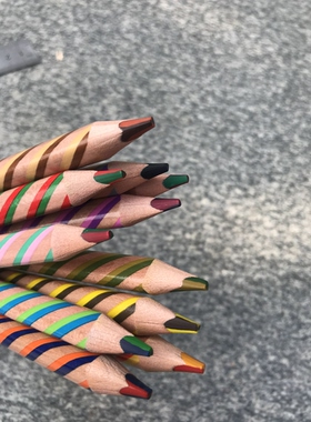 late smart 大粗杆1厘米直径正姿油性四色同心彩虹铅笔12支