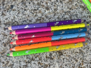 新款 笔杆直径1厘米 6支双头荧光色彩铅笔