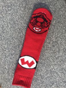 出口冬季加厚超级玛丽中童中筒大红色拉毛袜子7-8岁 一双