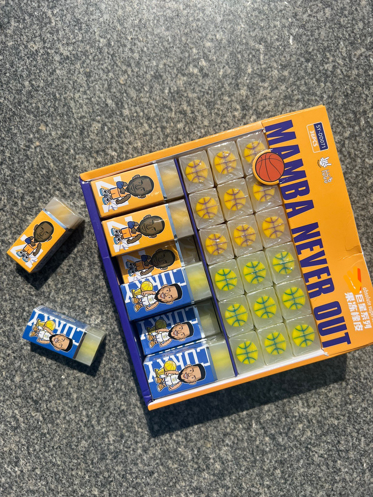 长方形球星切片橡皮擦 2只