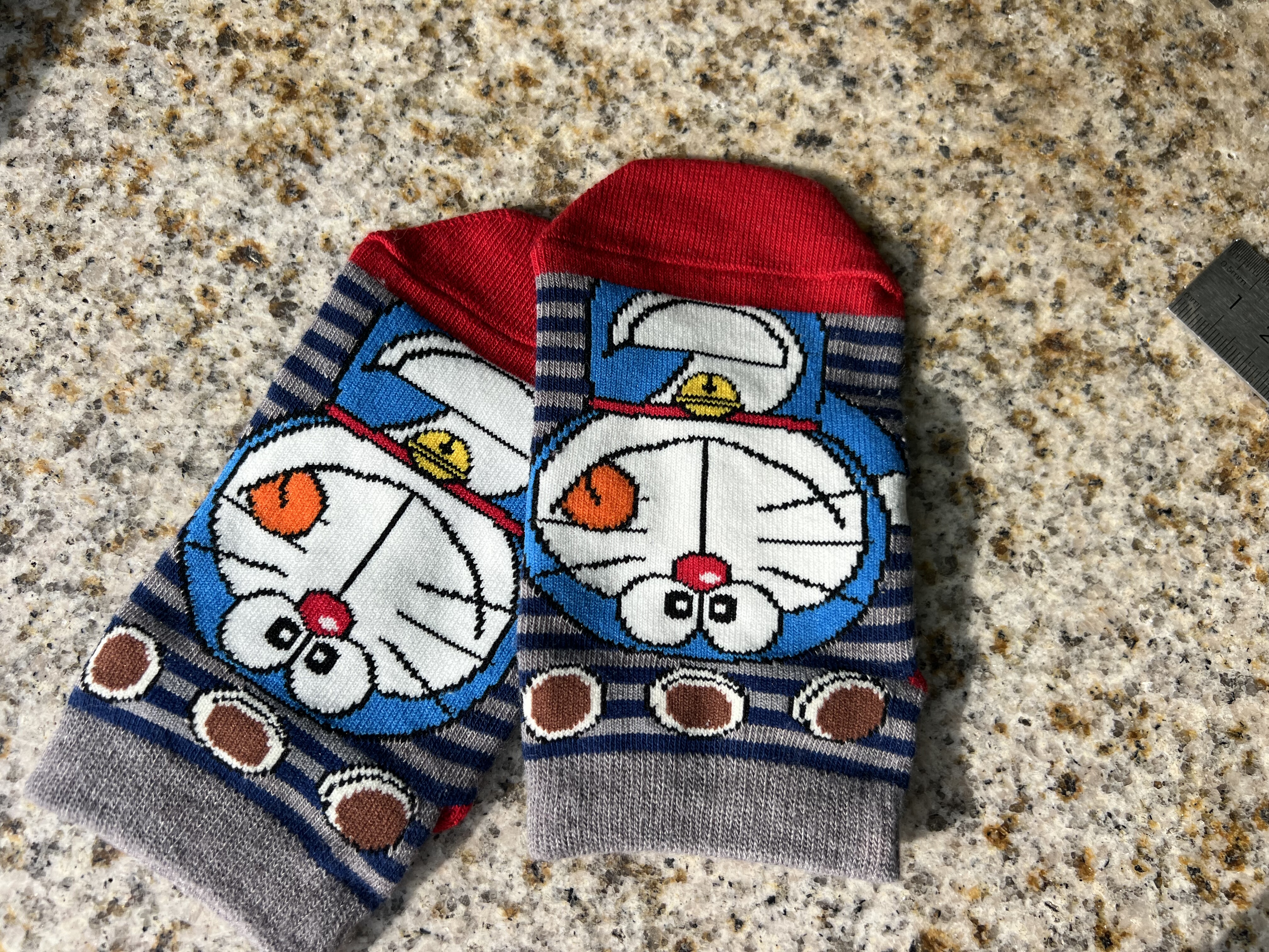 外贸出口日本纯棉哆啦A梦直板袜6-8岁1双